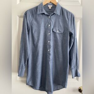J. Crew Women's Blue Popover Tunic Top 100% Cotton